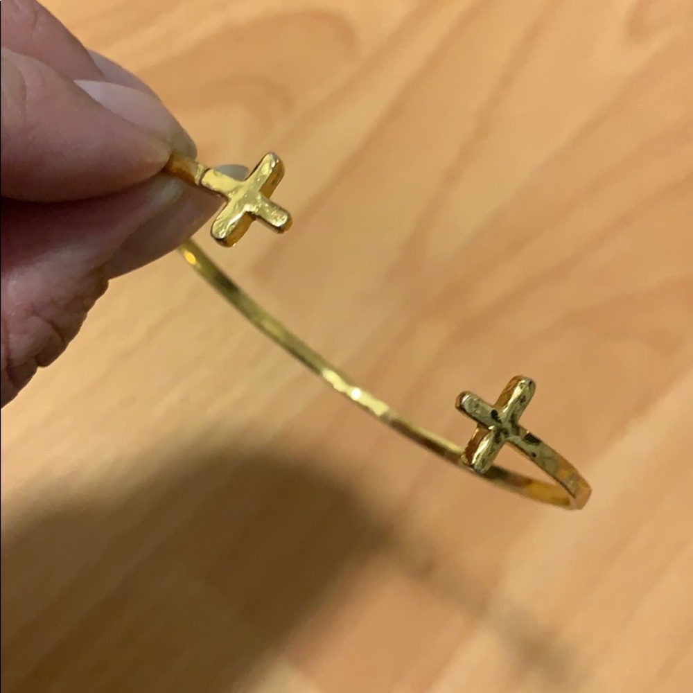 Adjustable open cross bracelet
